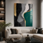 Cuadro abstracto en living moderno