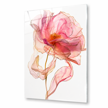 cuadro botanico con petalo en tonos rosados